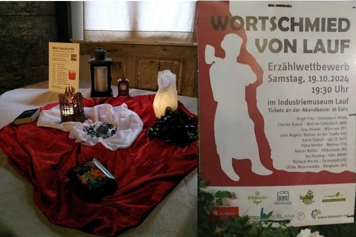 Märchentisch beim Märchenfest, Plakat "Wortschmied"